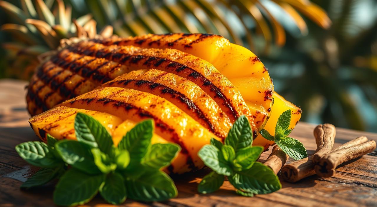 Abacaxi grelhado com canela