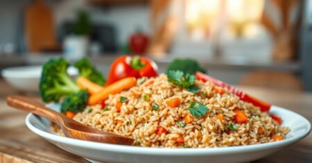 Faça um delicioso Arroz integral com vegetais em casa