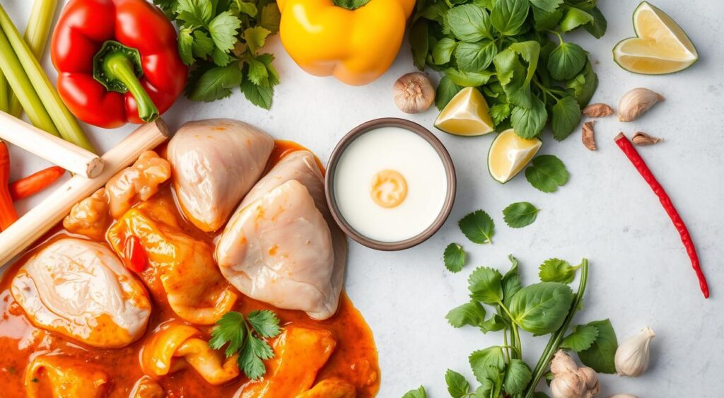 Ingredientes para frango tailandês Ingredientes para frango tailandês