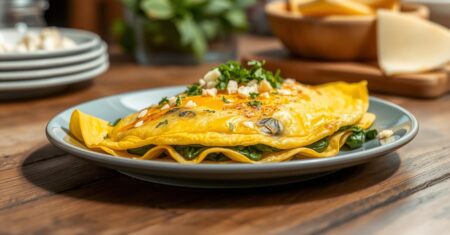 Omelete de espinafre e queijo: uma receita saudável