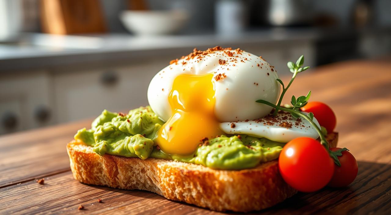 Torrada de abacate com ovo