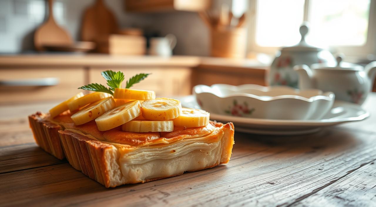 Torta de banana com massa folhada