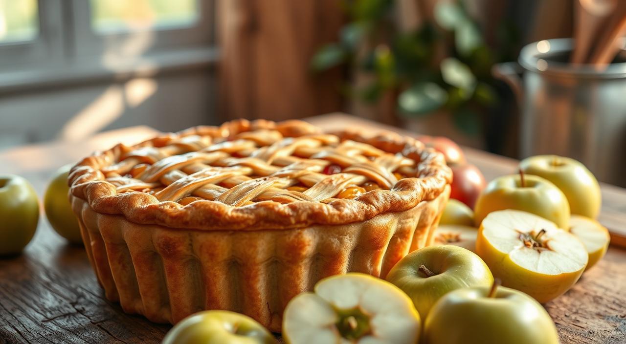 Torta de maçã da Quaresma com maçãs caramelizadas