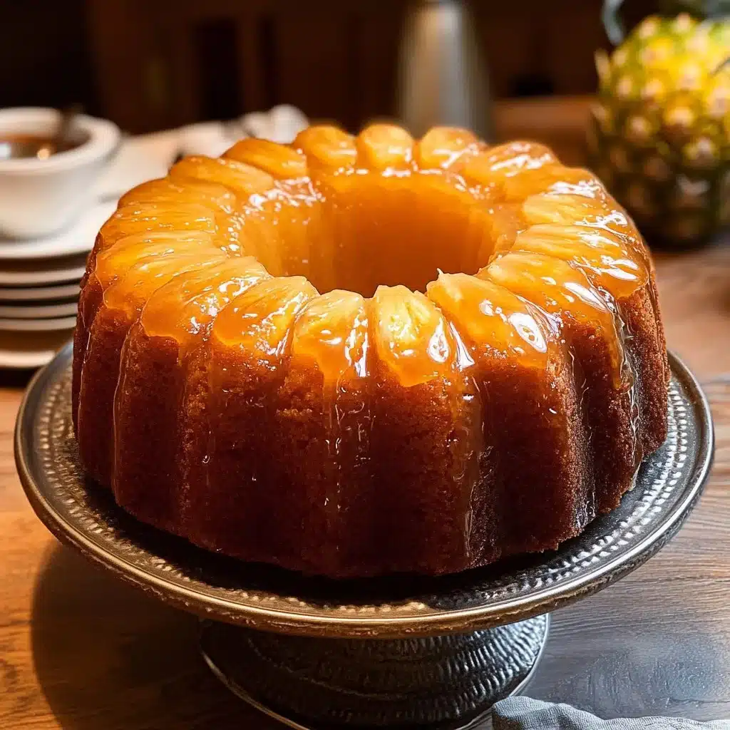 Delicious Pineapple Pound Cake with a glossy pineapple glaze on top